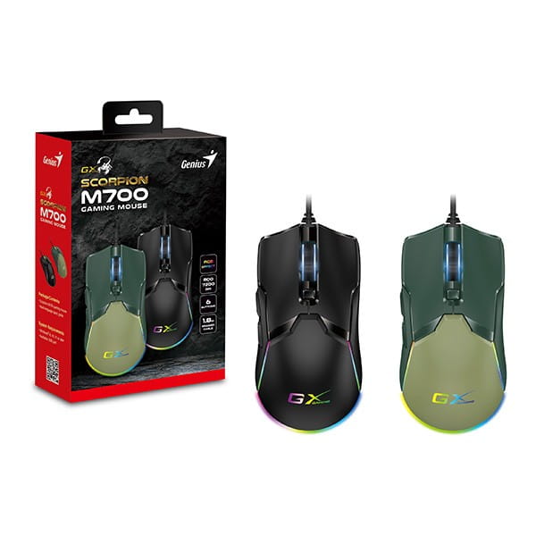 Genius GX Gaming Scorpion M700 Mysz przewodowa, zielona, 7200DPI