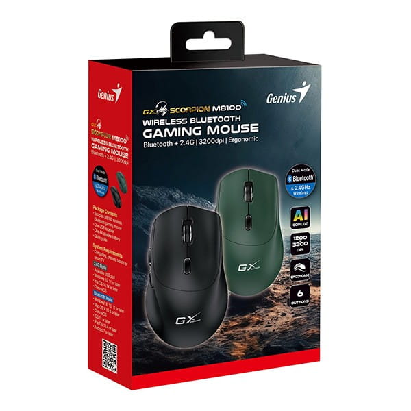 Genius GX Gaming Scorpion M8100 Mysz bezprzewodowa, czarna, 3200DPI