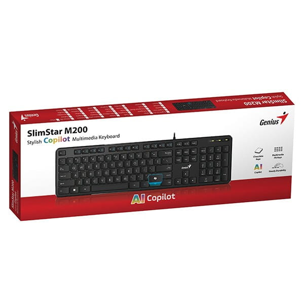 Genius Slimstar M200 Copilot klawiatura przewodowa (USB) CZ/SK, czarna