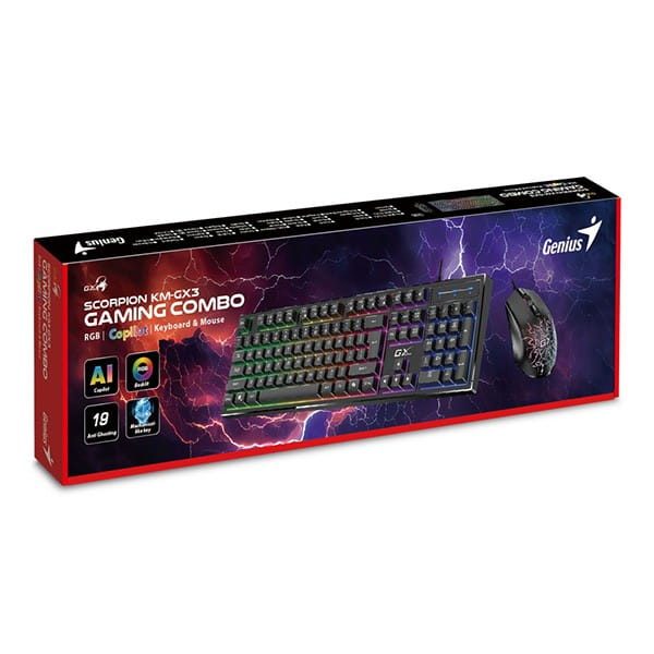 Genius GX GAMING Scorpion KM-GX3 Zestaw klawiatur przewodowa CZ/SK, czarna mechaniczna