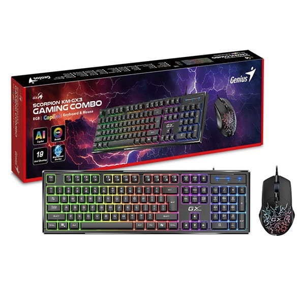 Genius GX GAMING Scorpion KM-GX3 Zestaw klawiatur przewodowa CZ/SK, czarna mechaniczna
