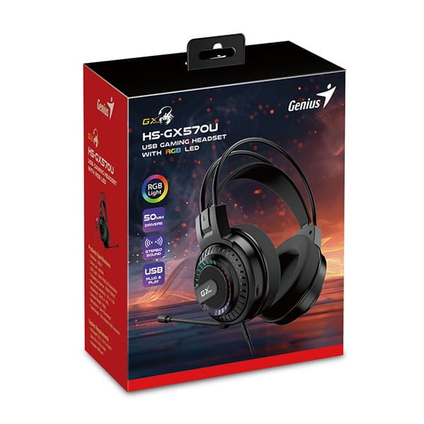 Genius GX GAMING HS-GX570U słuchawki z mikrofonem, przewodowe, czarna, USB