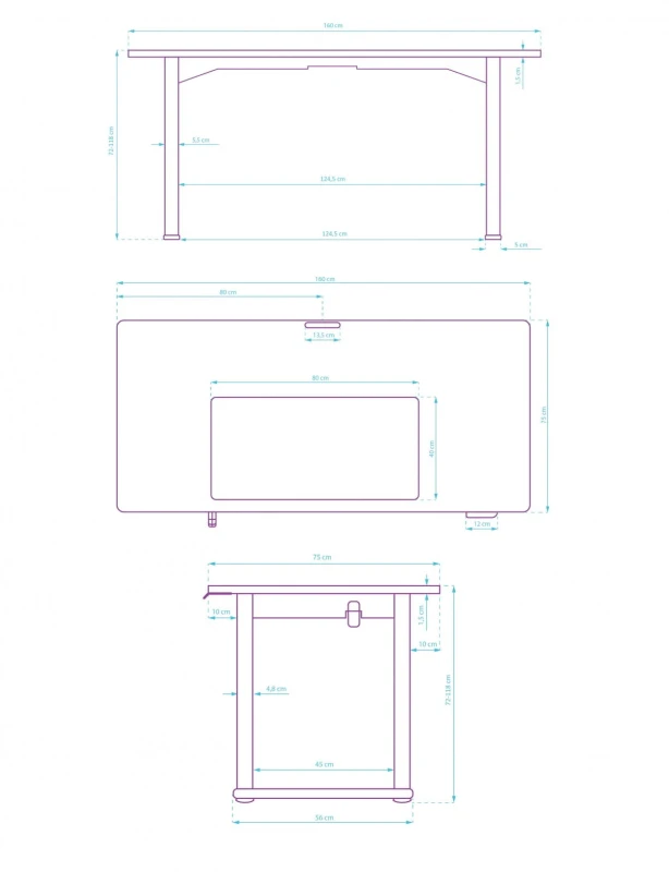 Biurko, elektycznie regulowany, 160x75 cm, 72-118 cm, UPLIFT, z podkładką pod mysz XXL, ULTRADESK