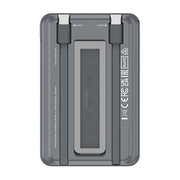 Verbatim, 5V, ładowanie telefonu, 32251, 5 000mAh, Mocowanie magnetyczne, szara