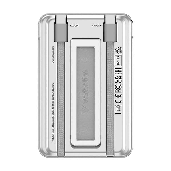 Verbatim, powerbank z bezprzewodowym ładowaniem, 5V, ładowanie telefonu, 32276, 5 000mAh, Mocowanie magnetyczne, srebrna