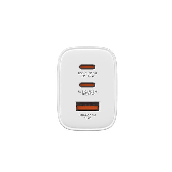 Verbatim Essentials, Ładowarka sieciowa GaN USB-A QC 3.0, 2 USB-C PD 3.0, biała, 65W, wtyczki EU/UK/US/AUS