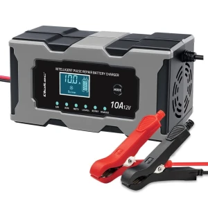 Ładowarka inteligentna Qoltec mikroprocesorowa 12V 10A | Prostownik z funkcją naprawy do akumulatora AGM GEL LiFePO4 | LCD