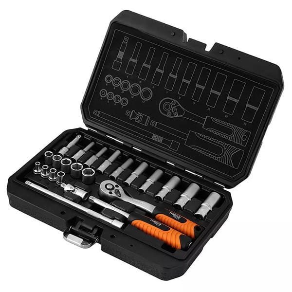 Zestaw kluczy nasadowych10-231, 23 szt, rozmiar 1/4, walizka, NEO TOOLS