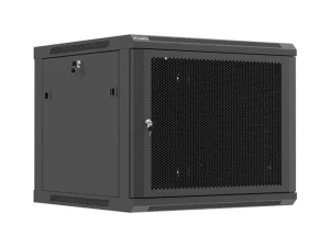 Szafa instalacyjna Rack 19" Lanberg 9U 600x600 wisząca czarna drzwi perforowane (flat pack)