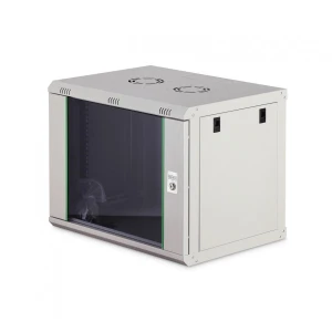 Szafa sieciowa wisząca jednosekcyjna DIGITUS Dynamic 19" 9U, 600x450, drzwi szyba, szary, niezmontowana, 60kg