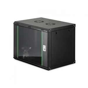 Szafa sieciowa wisząca jednosekcyjna DIGITUS Dynamic 19" 9U, 600x450, drzwi szyba, czarny, niezmontowana, 60kg