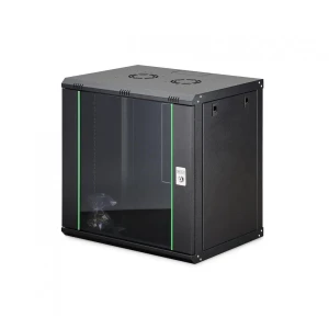 Szafa sieciowa wisząca jednosekcyjna DIGITUS Dynamic 19" 12U, 600x450, drzwi szyba, czarny, niezmontowana, 60kg