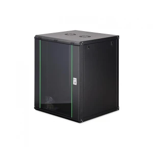 Szafa sieciowa wisząca jednosekcyjna DIGITUS Dynamic 19" 16U, 600x600, drzwi szyba, czarny, niezmontowana, 60kg