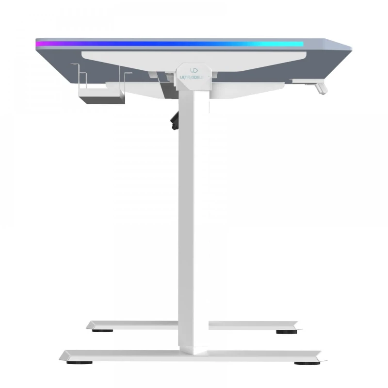 ULTRADESK Biurko dla gracza QUEST, 140x70cm, 72-120cm, biało-szary