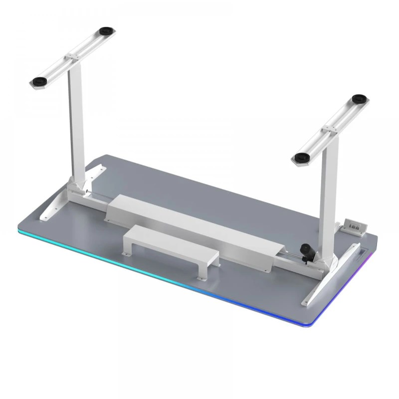 ULTRADESK Biurko dla gracza QUEST, 140x70cm, 72-120cm, biało-szary