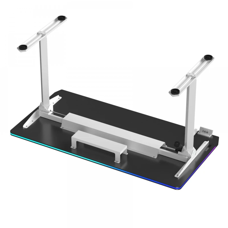 ULTRADESK Biurko dla gracza QUEST, 140x70cm, 72-120cm, biało-czarny