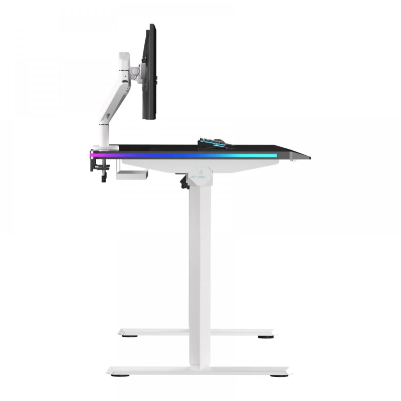 ULTRADESK Biurko dla gracza QUEST, 140x70cm, 72-120cm, biało-czarny