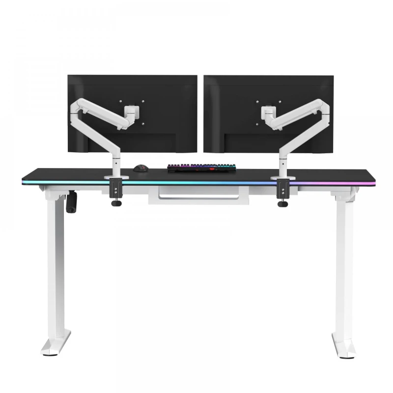 ULTRADESK Biurko dla gracza QUEST, 140x70cm, 72-120cm, biało-czarny