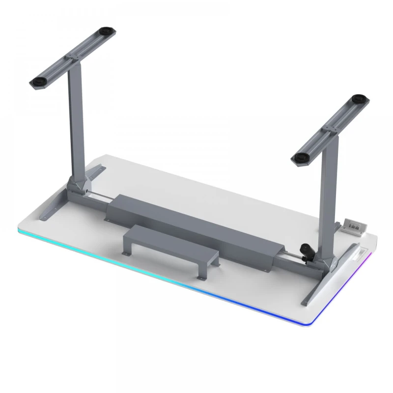 ULTRADESK Biurko dla gracza QUEST, 140x70cm, 72-120cm, szaro-biały