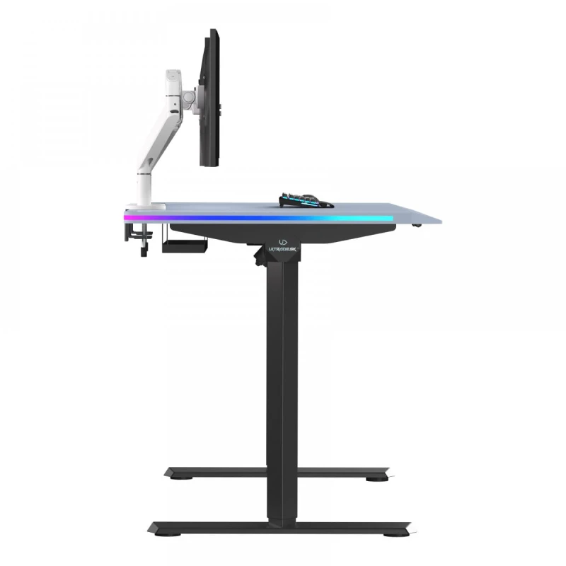 ULTRADESK Biurko dla gracza QUEST, 140x70cm, 72-120cm, czarno-szary