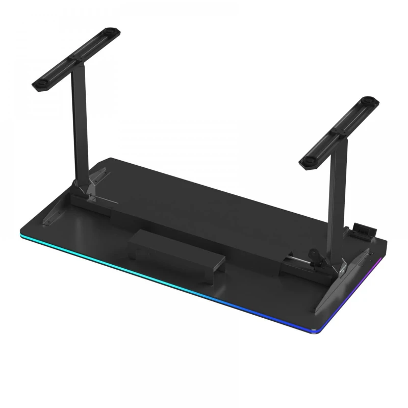 ULTRADESK Biurko dla gracza QUEST, 140x70cm, 72-120cm, czarny-czarny