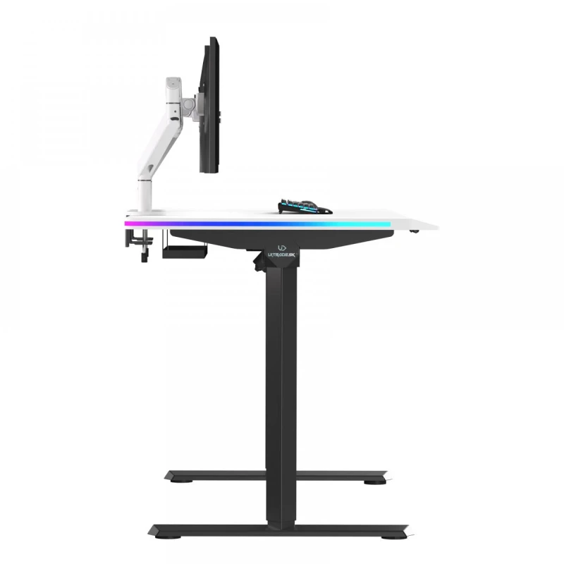 ULTRADESK Biurko dla gracza QUEST, 140x70cm, 72-120cm, czarno-biały