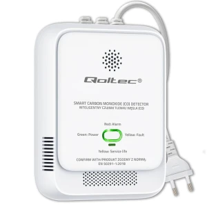 Czujnik tlenku węgla Qoltec (czadu) | detektor CO | alarm 85dB | LED