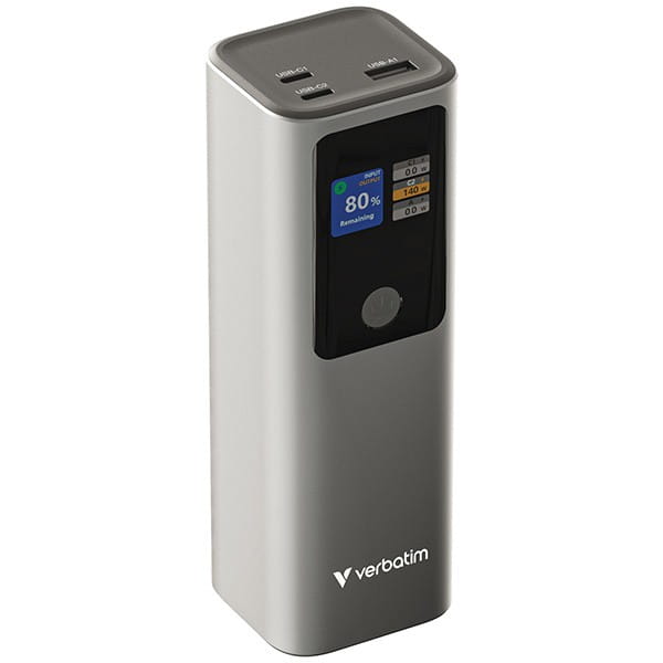 Verbatim, Powerbank z wyświetlaczem TFT, Charge ,n, Go, 32269, 27000mAh, szara