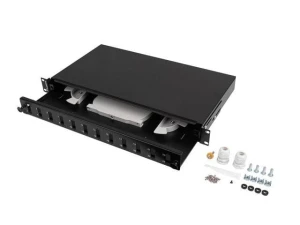 Przełącznica światłowodowa  Lanberg 12xSC Duplex / 12xLC Quad Rack 19" 1U Czarna + akcesoria - OTW OPAK