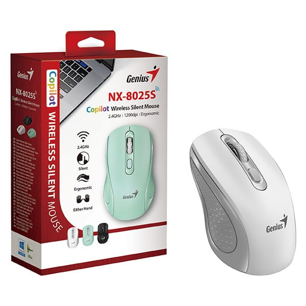 Genius NX-8025S Mysz bezprzewodowa, biało-szary, 1200DPI