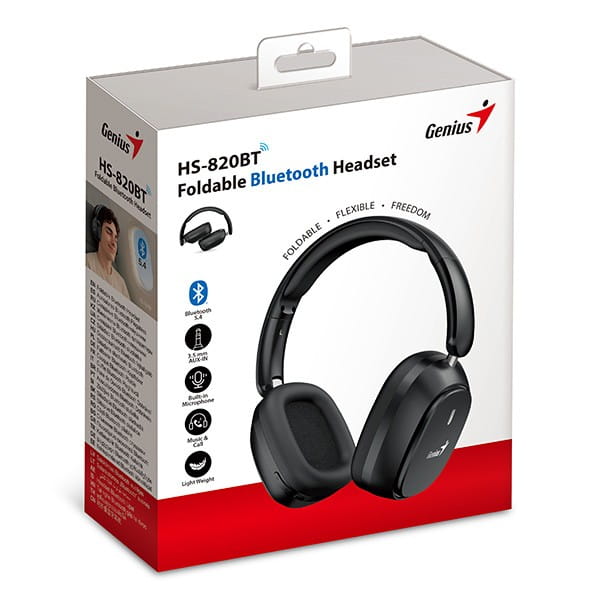 Genius HS-820BT słuchawki z mikrofonem, bezprzewodowa, czarna, bluetooth