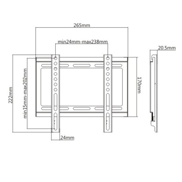 Uchwyt TV KL22G-22F, 23"-42", 35 kg max, 50x50-200x200 VESA, 20,5mm, czarny