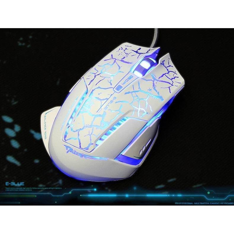 E-Blue Mysz Mazer Pro, 2500DPI, optyczna, 6kl., 1 scroll, przewodowa USB, biało-niebieska, do gry