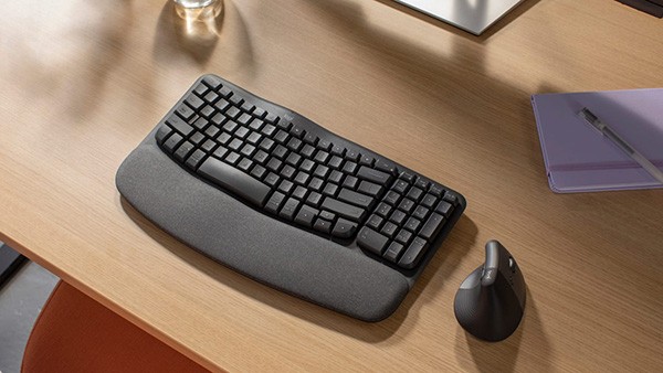 Logitech WAVE KEYS klawiatura bezprzewodowa CZ/SK, szara ergonomiczna