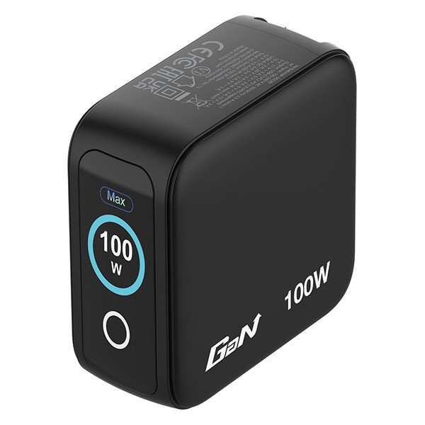Verbatim, Mini ładowarka GaN z wyświetlaczem 2 x USB-C / 1 x USB-A, czarna, 100 W, Wbudowane zabezpieczenie nadprądowe