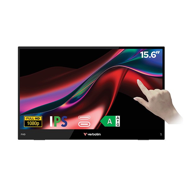 Verbatim monitor przenośny, Touch Monitor LIGHT, 15.6", Full HD (1920x1080), 60Hz, czarny