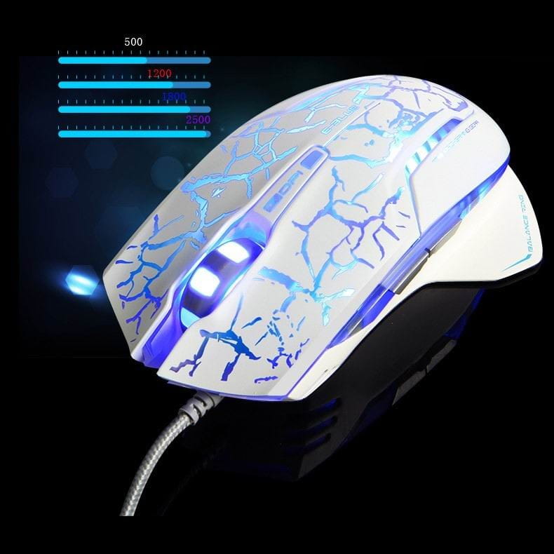 E-Blue Mysz Mazer Pro, 2500DPI, optyczna, 6kl., 1 scroll, przewodowa USB, biało-niebieska, do gry