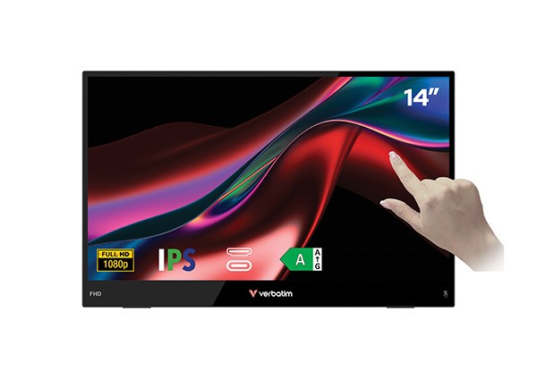 Verbatim monitor przenośny, Touch Monitor LIGHT, 14", Full HD (1920x1080), 60Hz, czarny