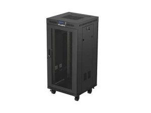 Szafa instalacyjna Rack Lanberg stojąca 19" 24U 600x600 czarna drzwi perforowane LCD (flat pack) V2