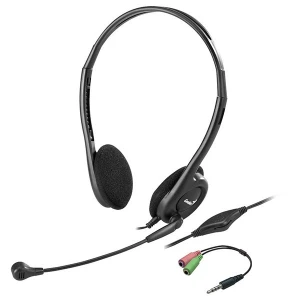 Genius HS-200C słuchawki z mikrofonem + pojedynczy adapter Jack, przewodowa, czarna, USB
