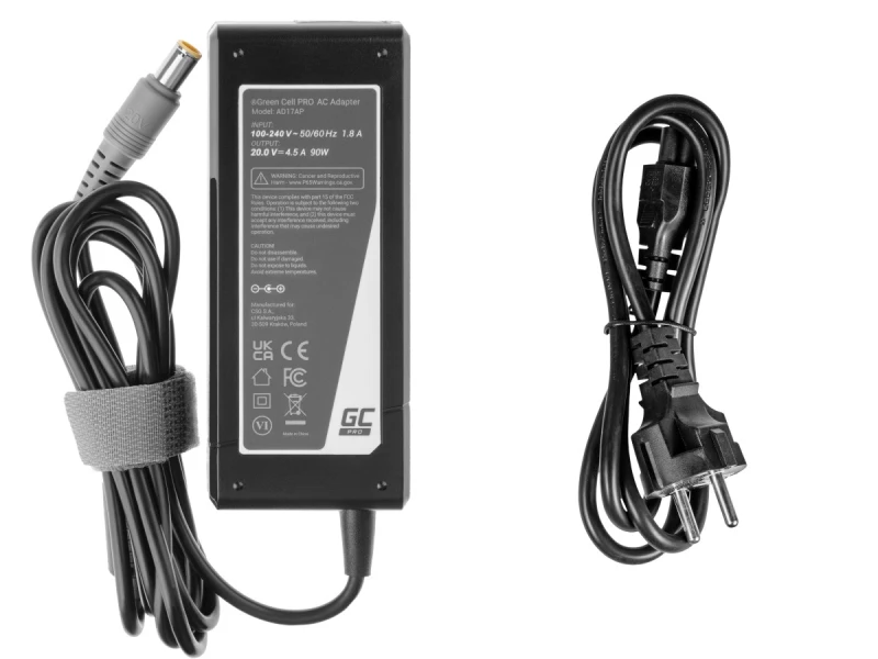 Green Cell do ładowarka / AC adapter 20V 4.5A 90W do Lenovo B580 B590 ThinkPad T410 T420 T430 T430s T500 T510 T520 T530 X220