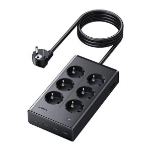 Listwa zasilająca Ugreen S622, 6xAC + 3xUSB + USB-C, GaN, 1.5m - czarna