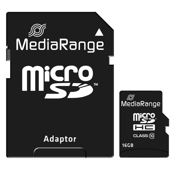 MediaRange Micro Secure Digital Card, 16GB, micro SDHC, MR958, UHS-I U1 (Class 10), z adapterm