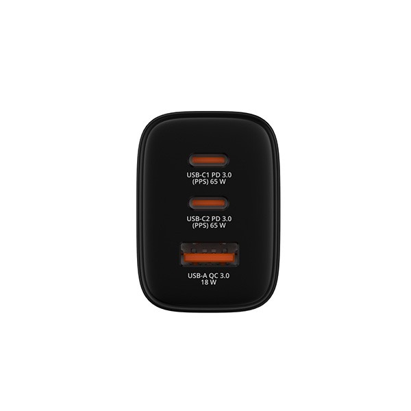 Verbatim Essentials, Ładowarka sieciowa GaN USB-A QC 3.0, 2 USB-C PD 3.0, czarna, 65W, wtyczki EU/UK/US/AUS