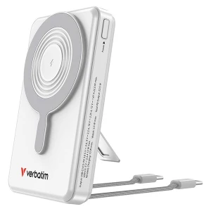 Verbatim, power bank Charge n Go 2C  Display, kabel, 12V, ładowanie telefonu, 32273, 10000mAh, Mocowanie magnetyczne, srebrna