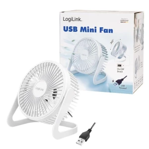 Wentylator USB LogiLink UA0402 biurkowy, 12,7 cm, 30 dB, biały