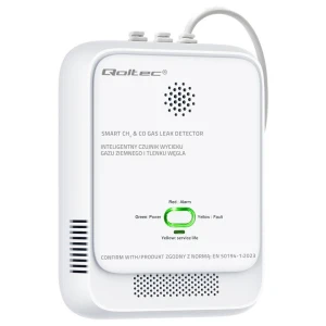 Czujnik wycieku gazu ziemnego i tlenku węgla Qoltec | alarm 85dB | LED - OTW OPAK