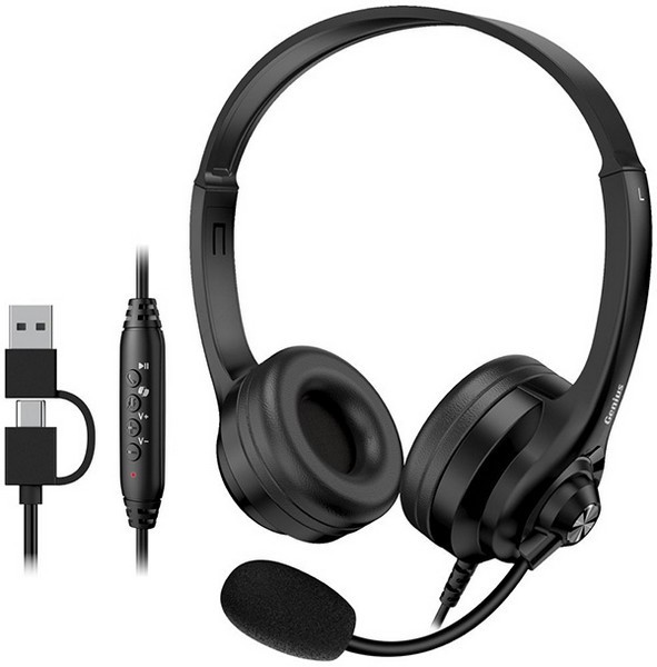 Genius HS-235U AI słuchawki z mikrofonem, przewodowa, czarna, 2.0, USB
