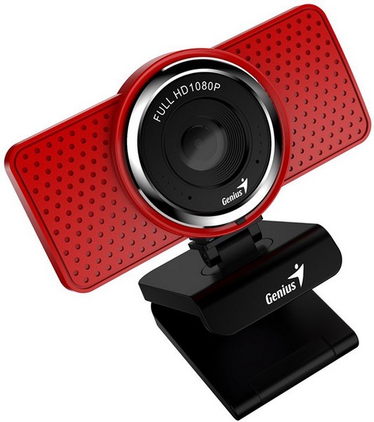 Genius ECam 8000 kamera web Full HD, czerwona 1920x1080 px,1280x720 px, USB 2.0, WindowsR 8, 10, 11 nebo novější, macOS X 10.10