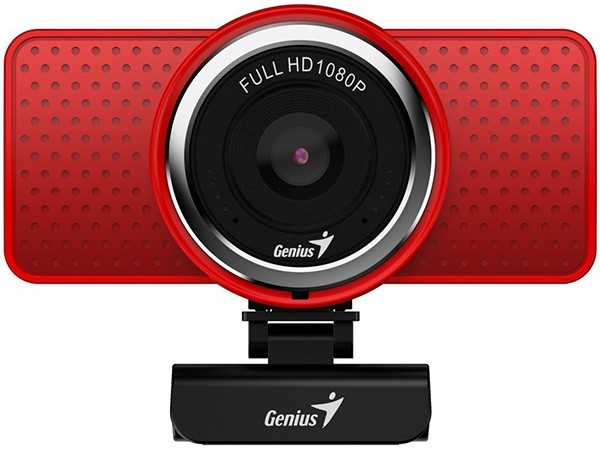Genius ECam 8000 kamera web Full HD, czerwona 1920x1080 px,1280x720 px, USB 2.0, WindowsR 8, 10, 11 nebo novější, macOS X 10.10